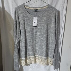 Hannah Gray and Cream Knit Top